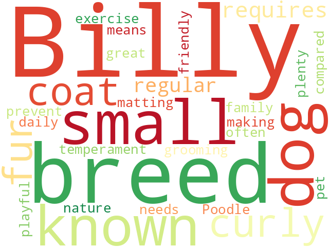 Word Cloud for billy