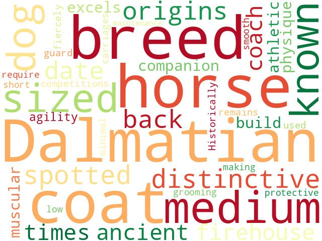 Word Cloud for dalmatian