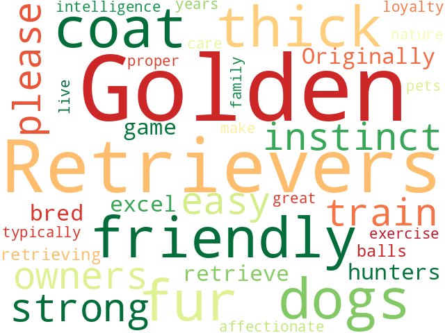 Word Cloud for golden_retriever