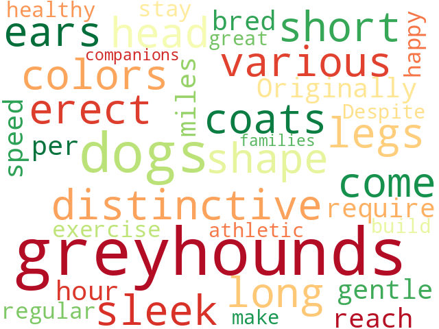 Word Cloud for greyhound