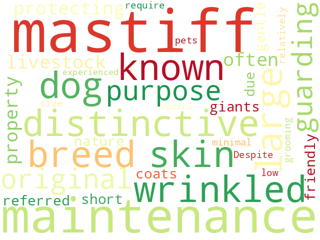 Word Cloud for mastiff