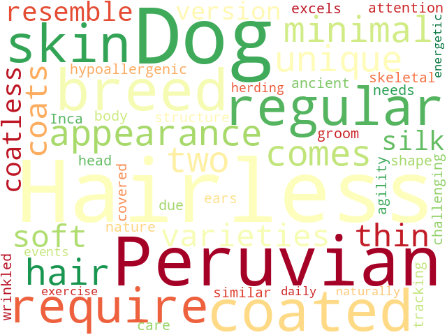 Word Cloud for peruvian_hairless_dog
