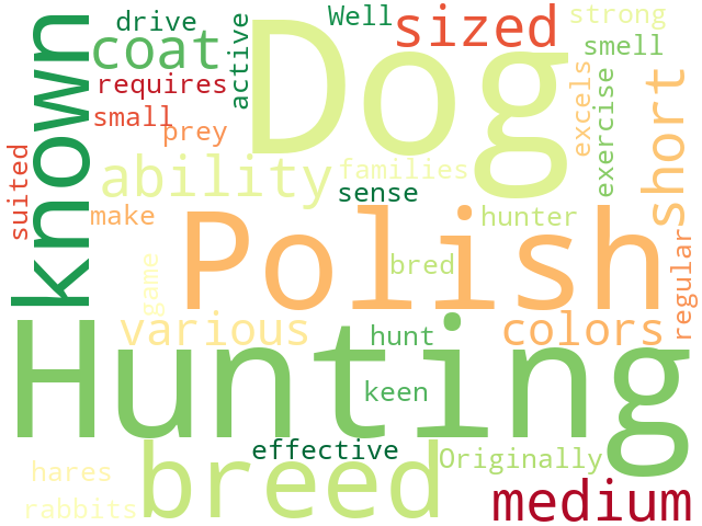 Word Cloud for polish_hunting_dog