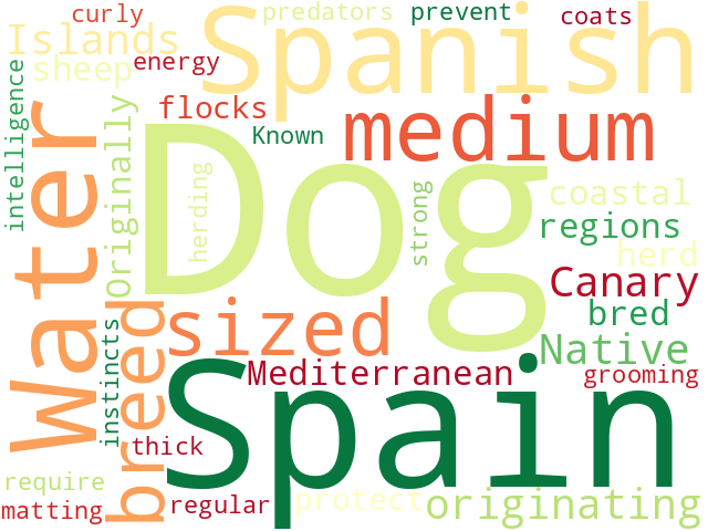 Word Cloud for spanish_water_dog
