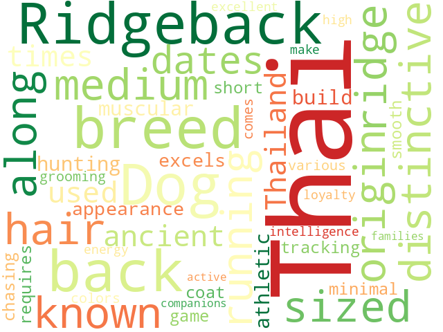 Word Cloud for thai_ridgeback_dog