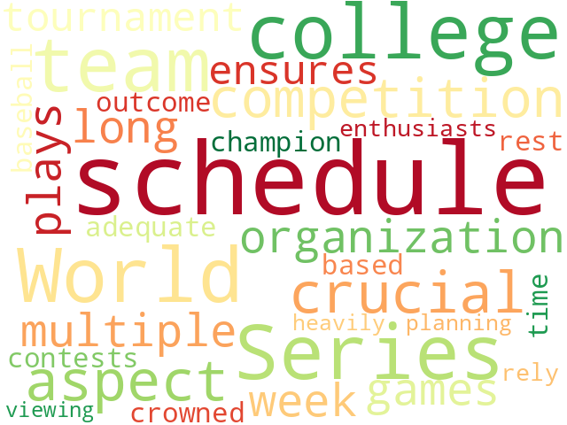 Word Cloud for schedule