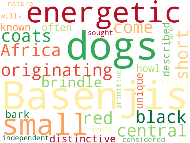 Word Cloud for basenji