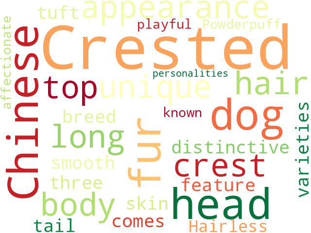 Word Cloud for chinese_crested_dog