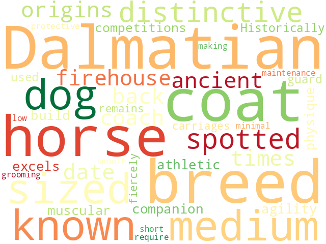 Word Cloud for dalmatian