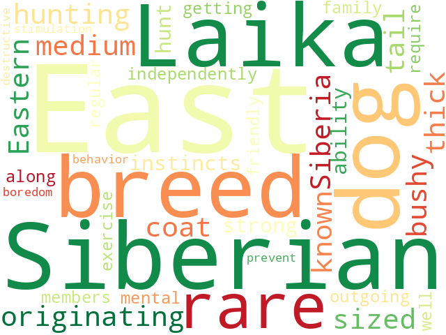 Word Cloud for east_siberian_laika
