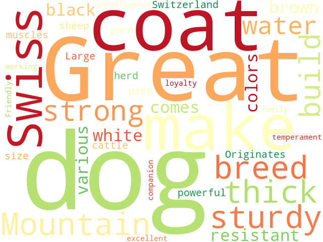 Word Cloud for great_swiss_mountain_dog