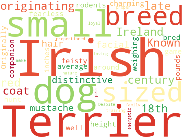 Word Cloud for irish_terrier