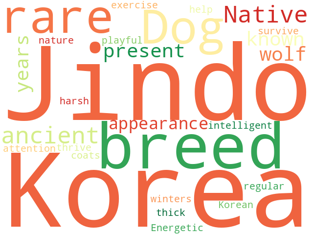 Word Cloud for korea_jindo_dog