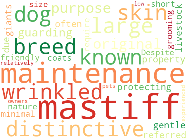 Word Cloud for mastiff