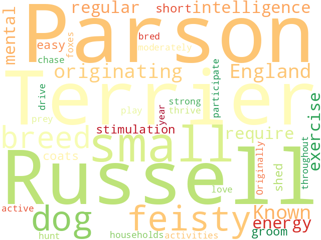 Word Cloud for parson_russell_terrier