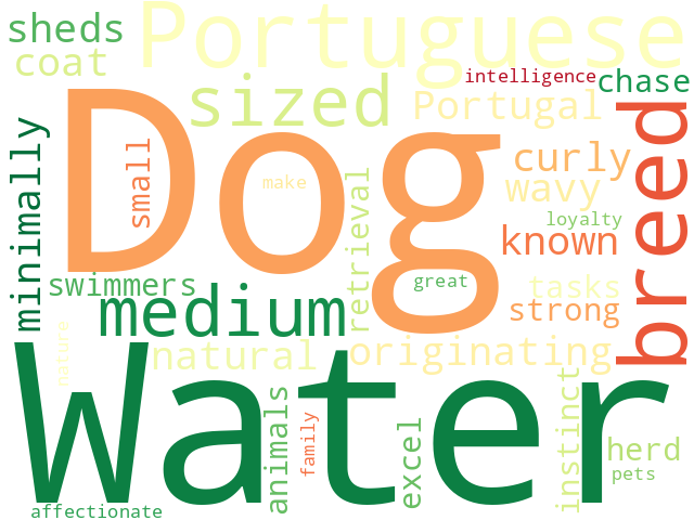 Word Cloud for portuguese_water_dog