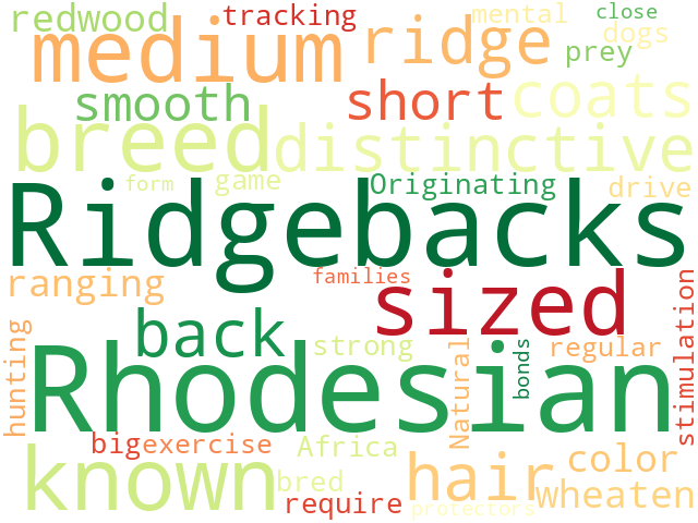 Word Cloud for rhodesian_ridgeback