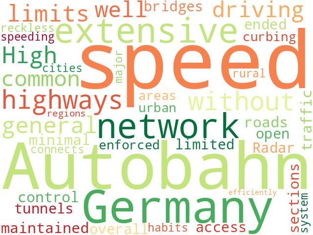 Word Cloud for autobahn