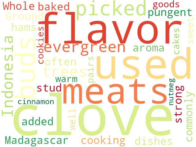 Word Cloud for cloves